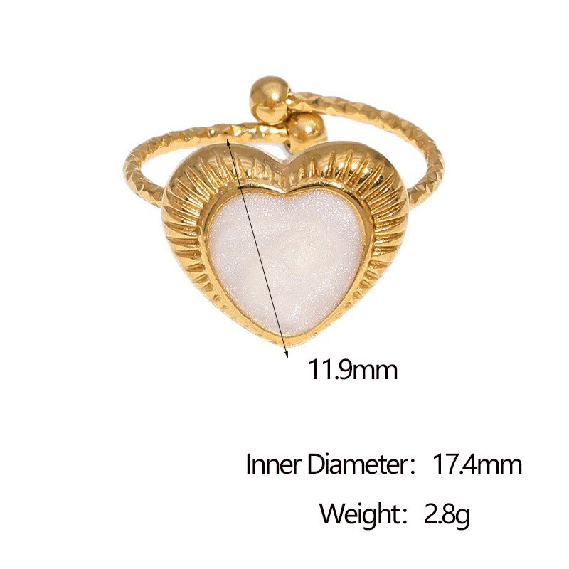 Anello minimalista da donna in acciaio inossidabile placcato oro 18K con cuore aperto