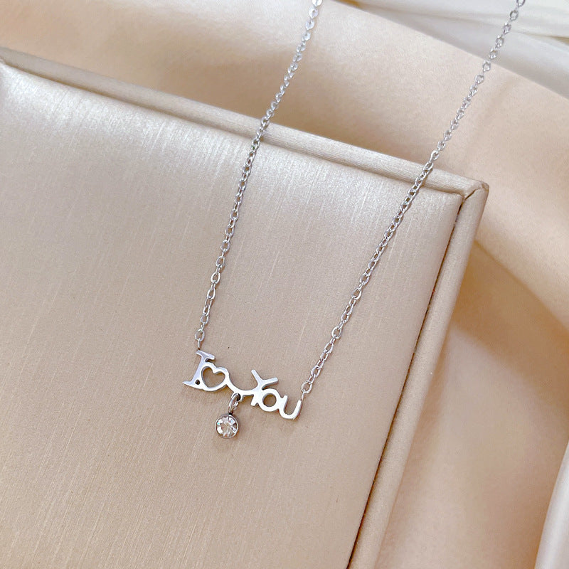 Collar Minimalista Geométrico de Acero Titanio Enchapado para Mujer con Acentos de Zirconia, Cadena con Colgante, Accesorio de Moda