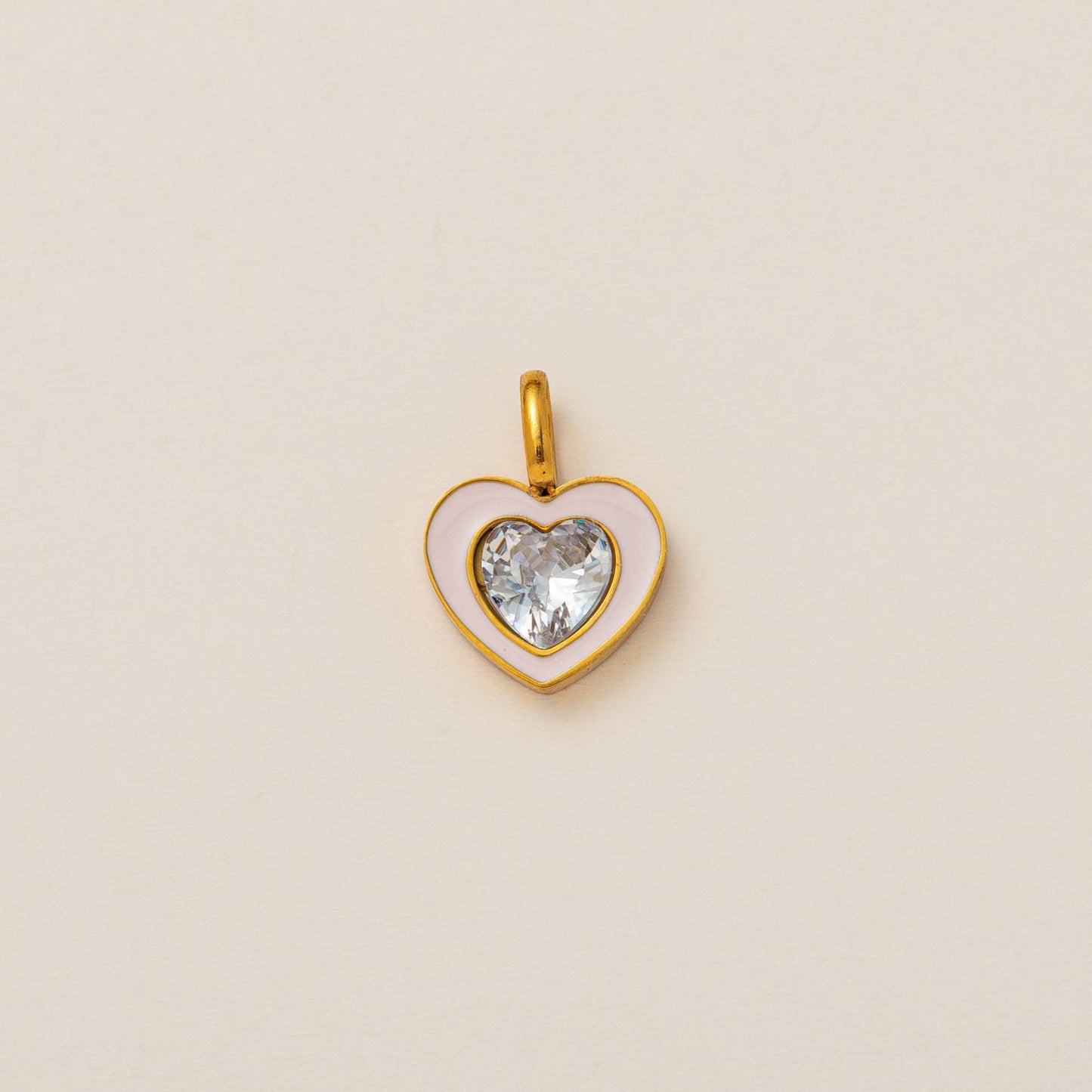 Vintage 18K Gold Plated Stainless Steel Heart Charm Bar Necklace