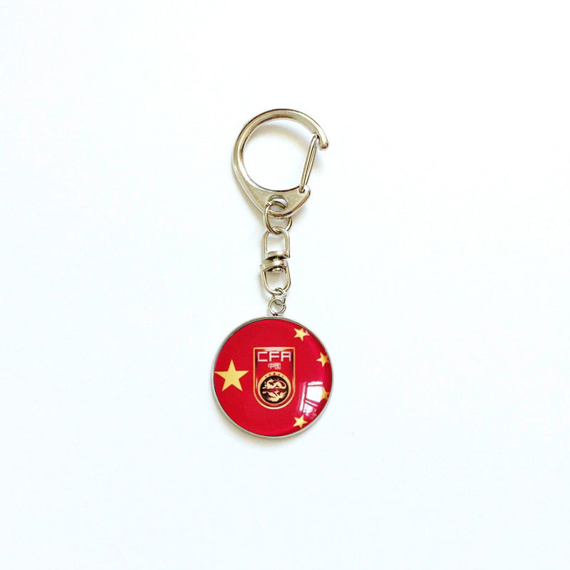 Sporty Round Stainless Steel Keychain National Football Team Souvenir Gift