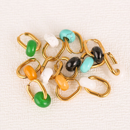 Natural Style U-Shaped Rhinestone Hoop Earrings with Plating Finish for Women and Men