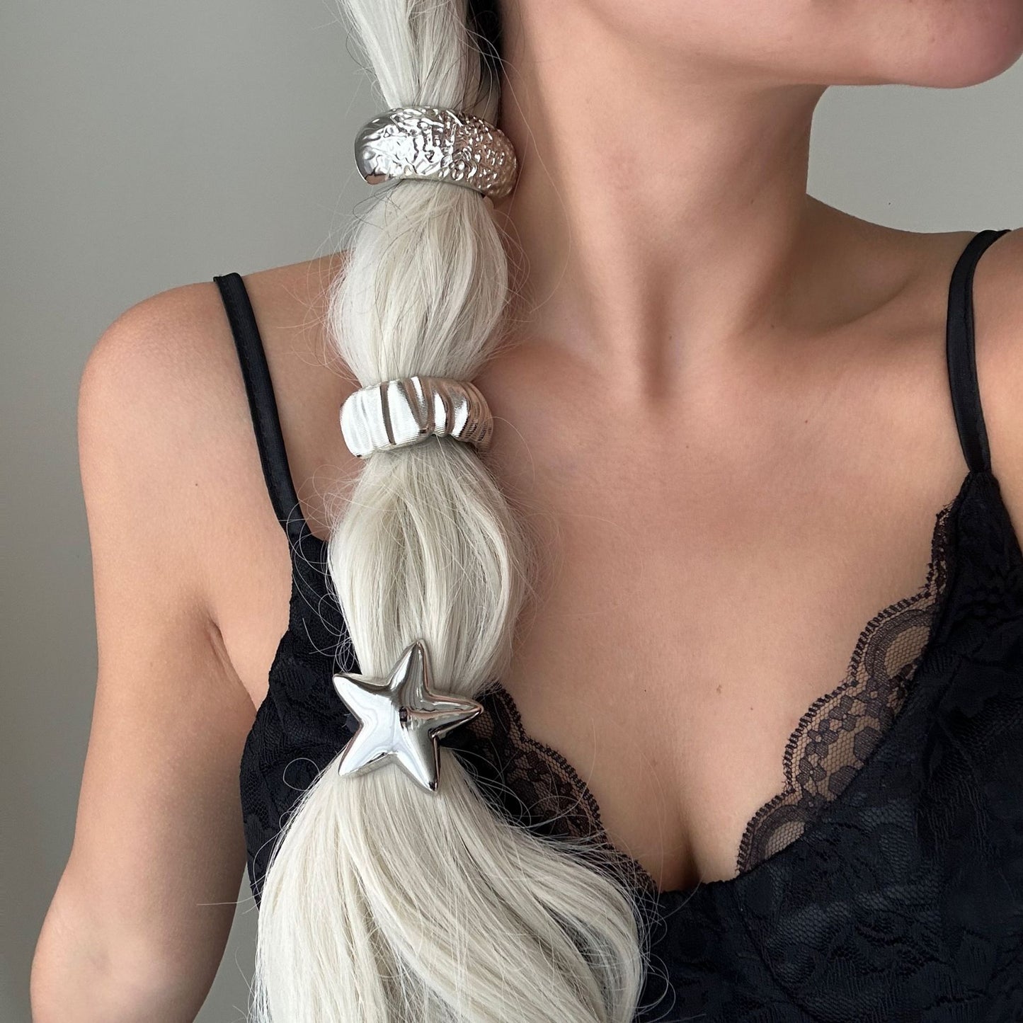 Fashion Casual Hammered Alloy Bow Hair Rope Set