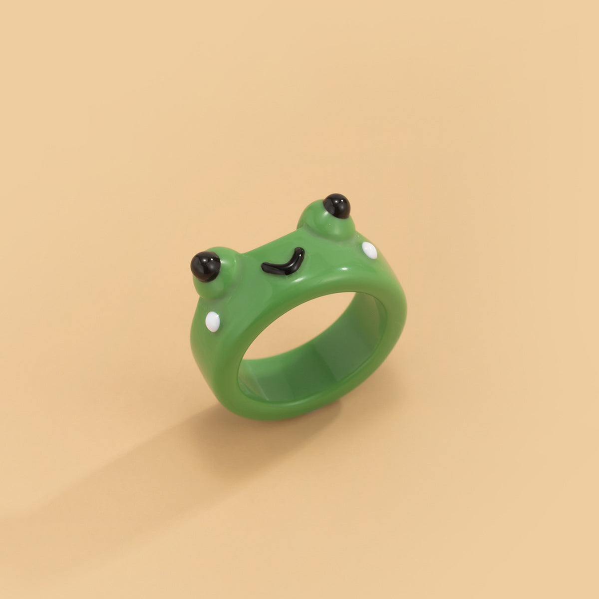 Minimalist Sweet Animal Frog Floral Resin Ring for Women