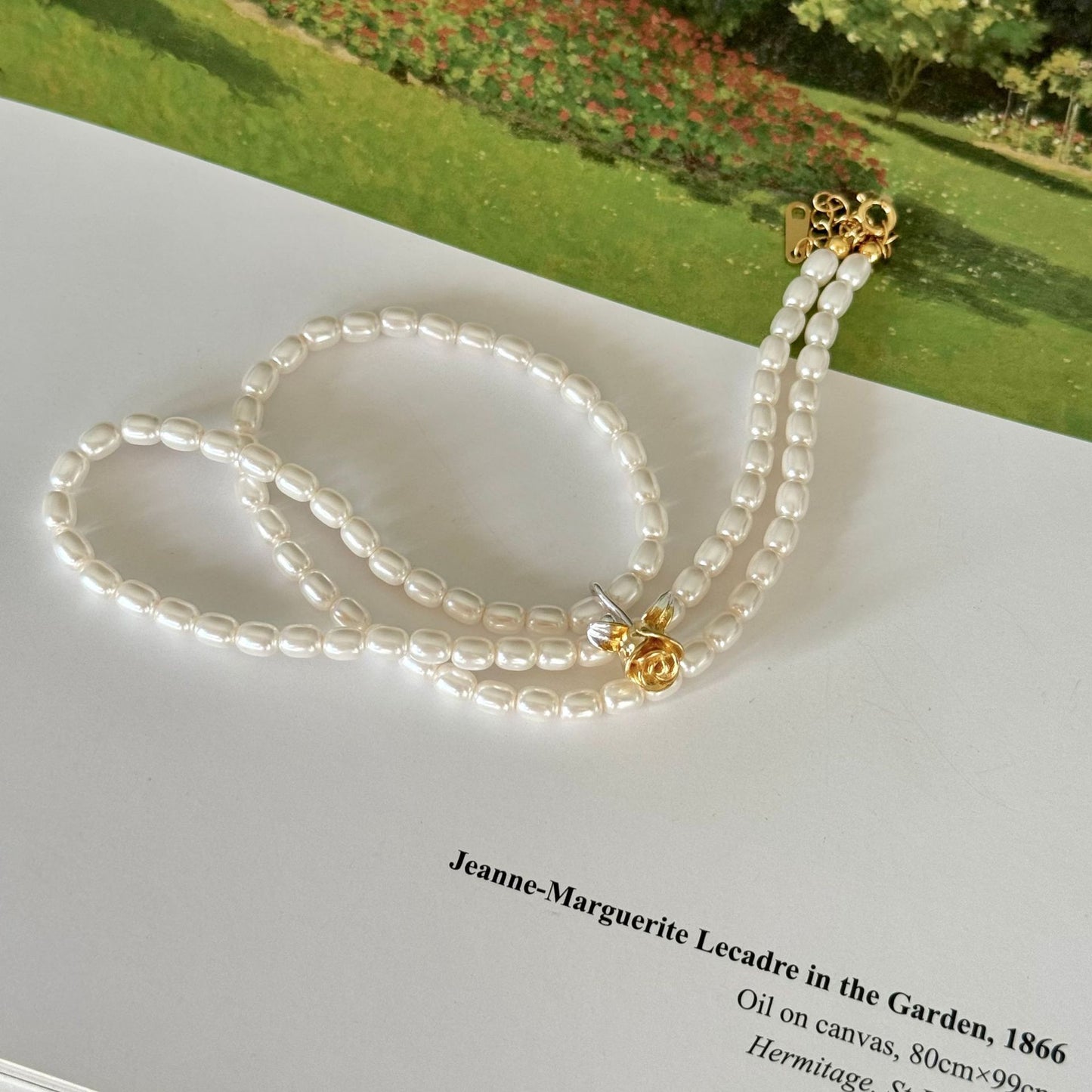 Minimalist Floral Rose Pendant Necklace for Women in 925 Sterling Silver with Crystal and Pearl Accents on Beaded Chain