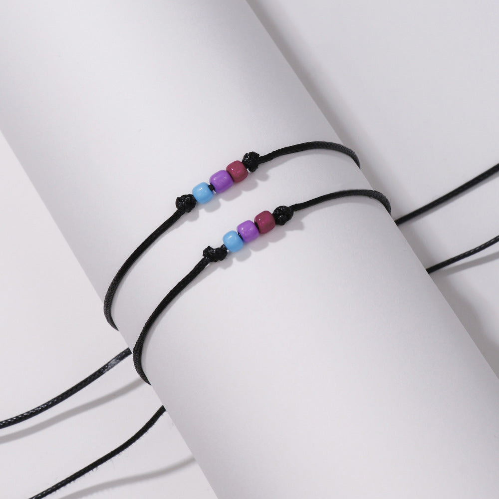 Geometric Round Beaded Woven Adjustable Bracelet Alloy Plated Unisex
