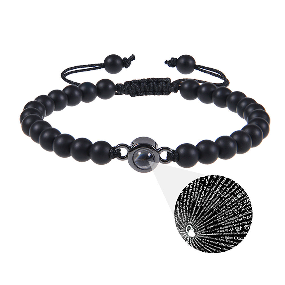 I Love You Projection Crystal Agate Bracelet Unisex Round Letter Charm