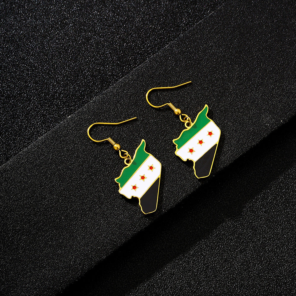 Pendientes colgantes geométricos de esmalte de acero inoxidable vintage para mujer y hombre, joyería de moda unisex