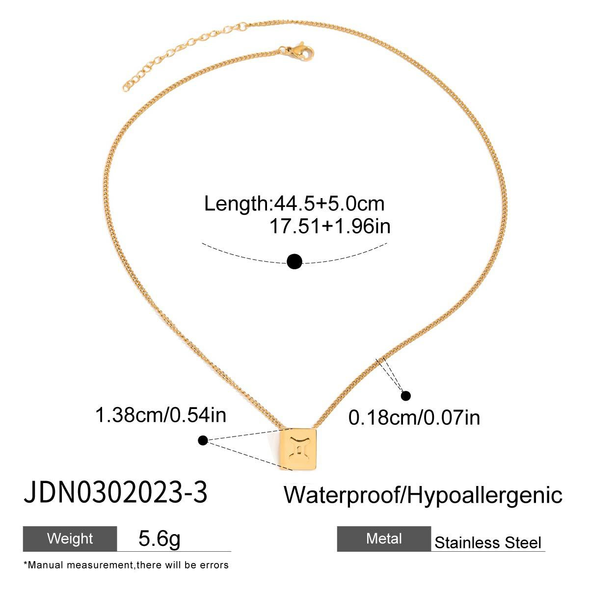 Minimalist Elegant Geometric Square Stainless Steel Plated Necklace for Women