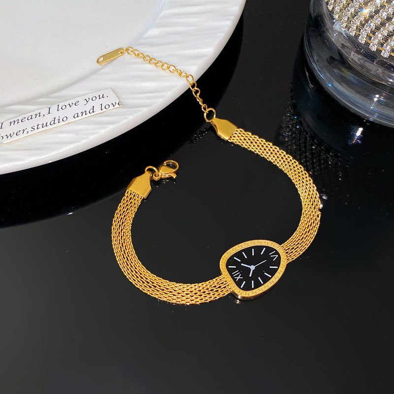 Minimalist Gold Plated Titanium Steel Round Dial Necklace Geometric Line Design