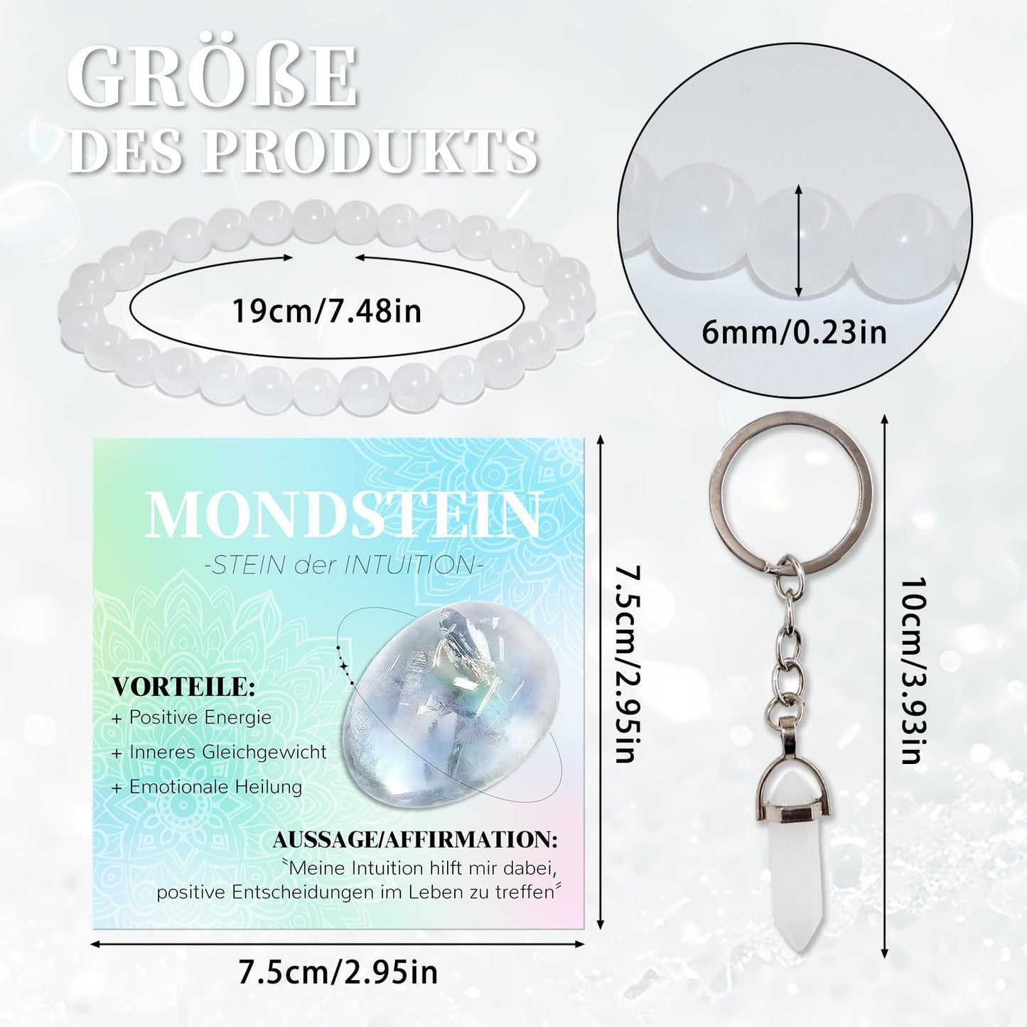 Minimalist Polished Round Natural Moonstone Crystal Bracelet for Women