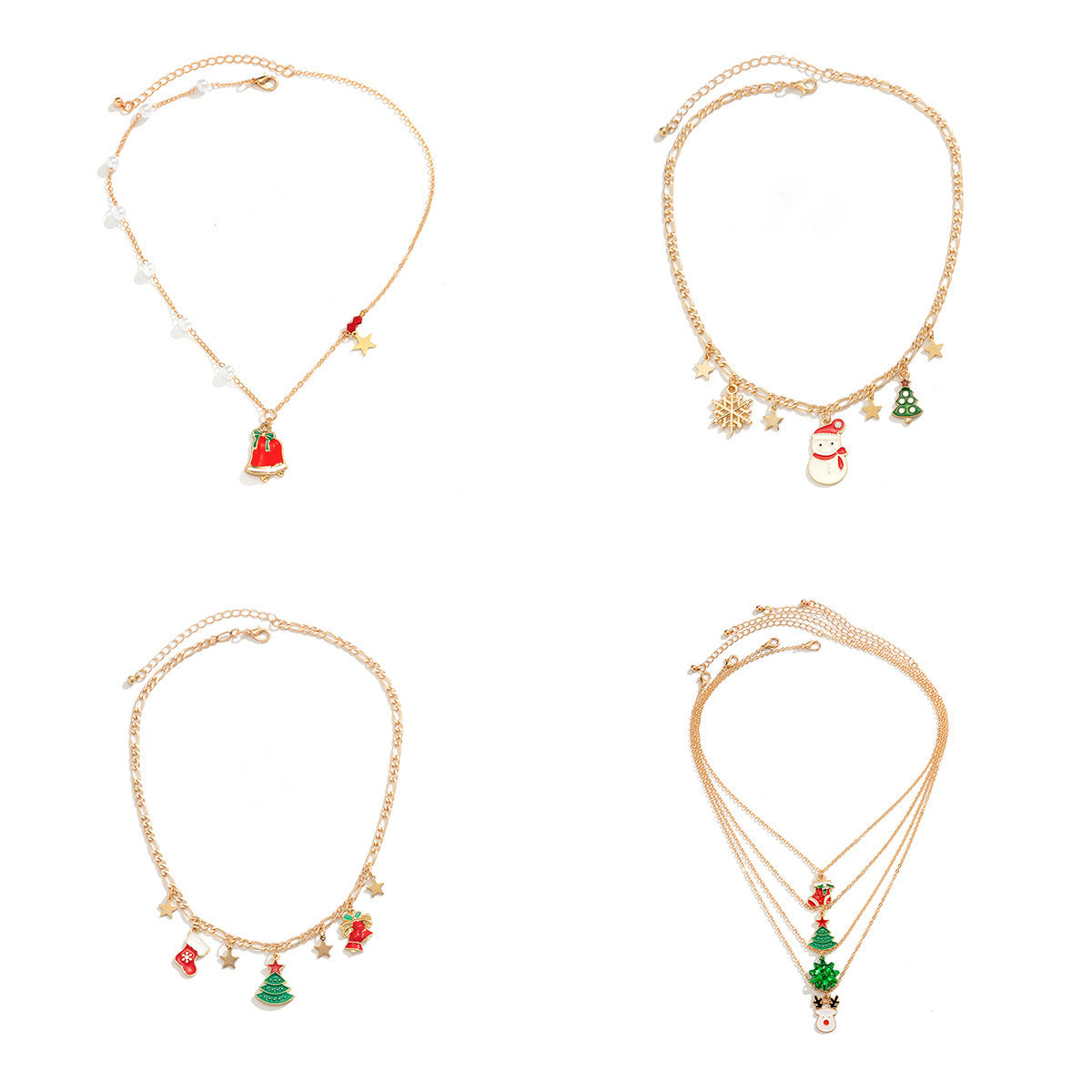 Minimalist Alloy Plated Star Pendant Necklace with Christmas Charms for Women