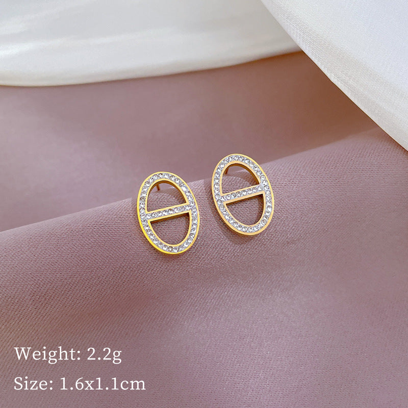 Minimalist Sweet Geometric Titanium Steel Plated Stud Earrings