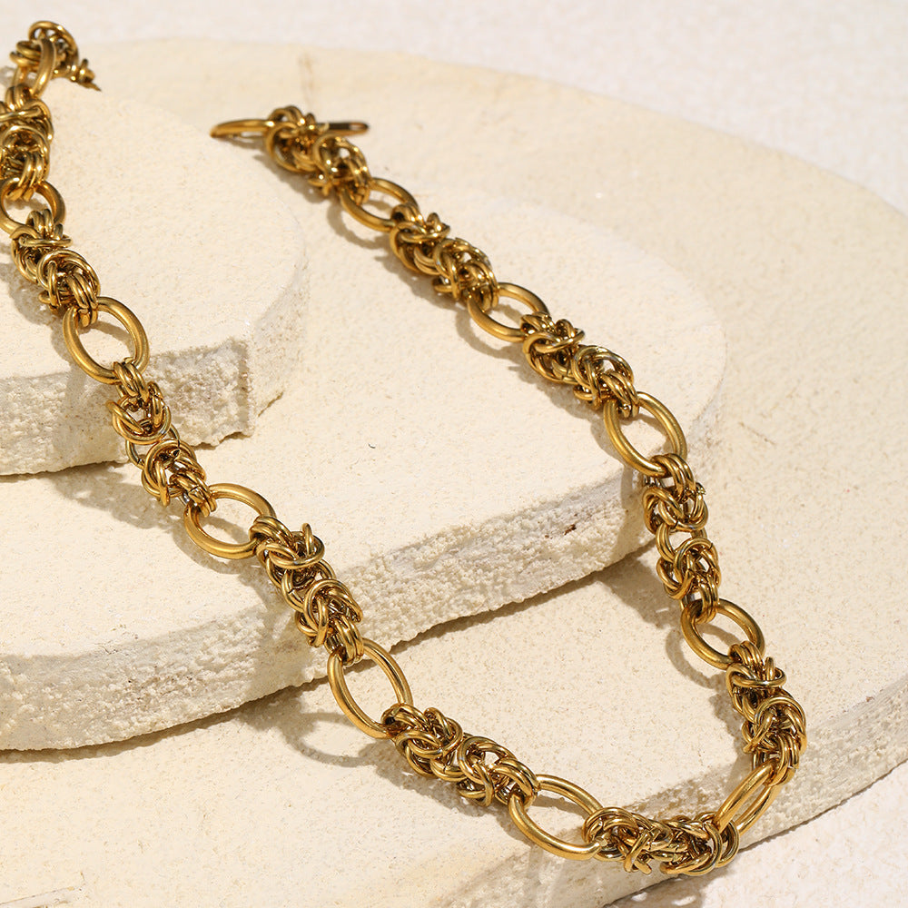 Vintage Casual Geometric Stainless Steel Gold Plated Necklace for Women