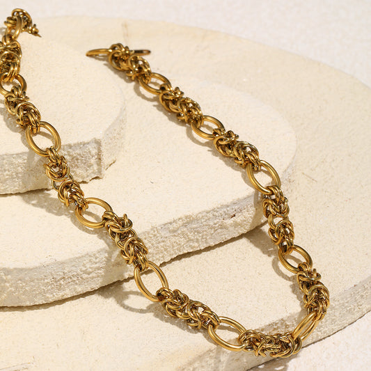 Vintage Casual Geometric Stainless Steel Gold Plated Necklace for Women