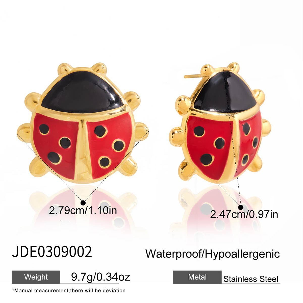 Natural Style Insect-Shaped Enamel Stainless Steel Earrings for Women with Titanium Steel Pendant