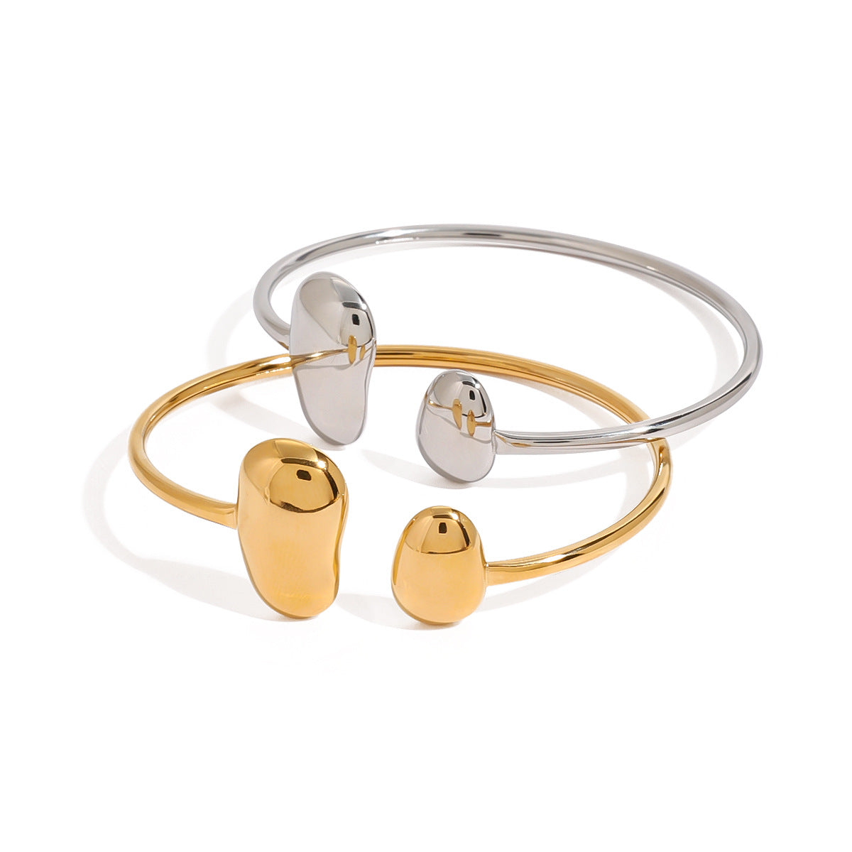 Elegante bracciale da donna in acciaio inossidabile placcato oro 18 carati a forma di goccia