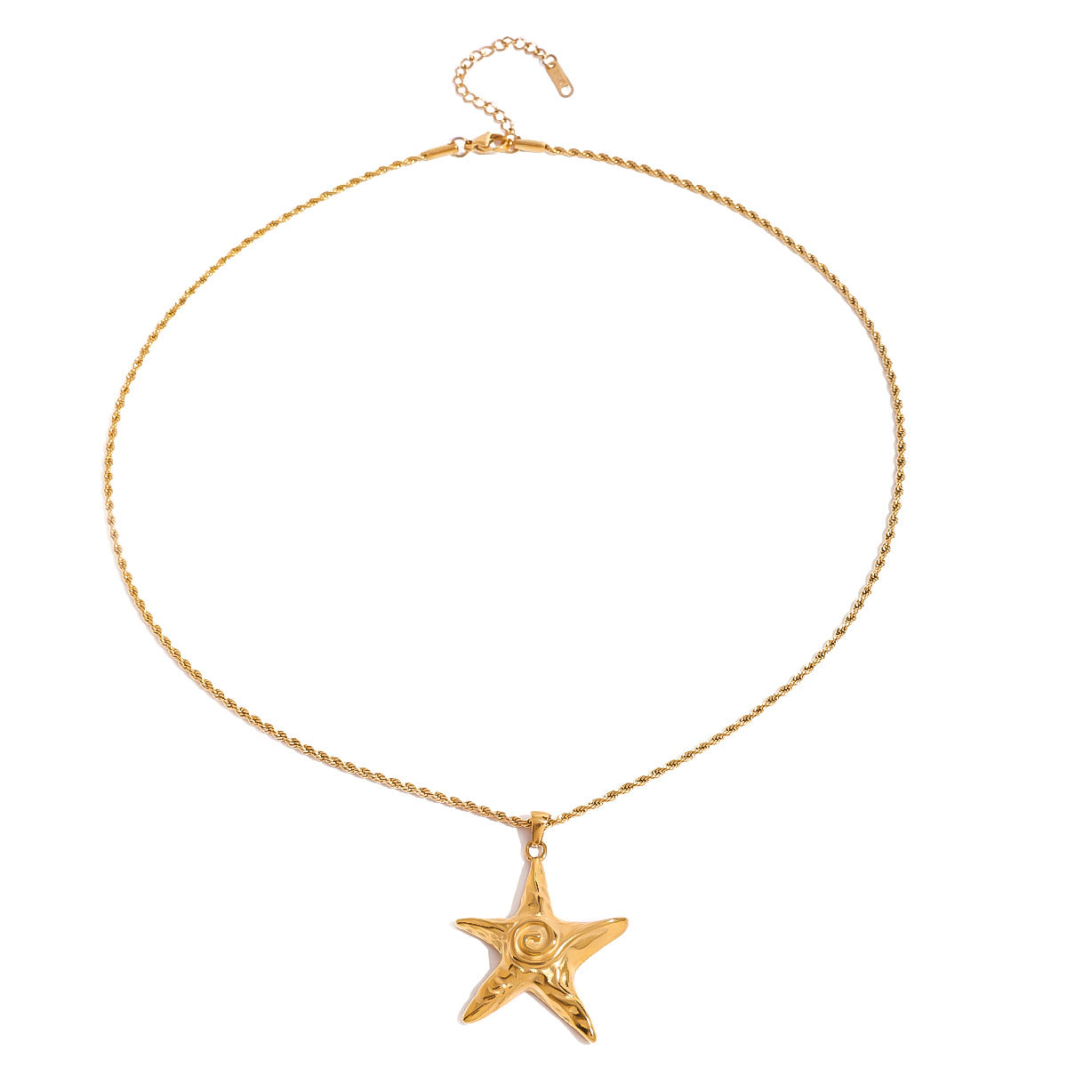 Stainless Steel Plated Starfish Pendant Necklace Titanium Steel Chain for Women