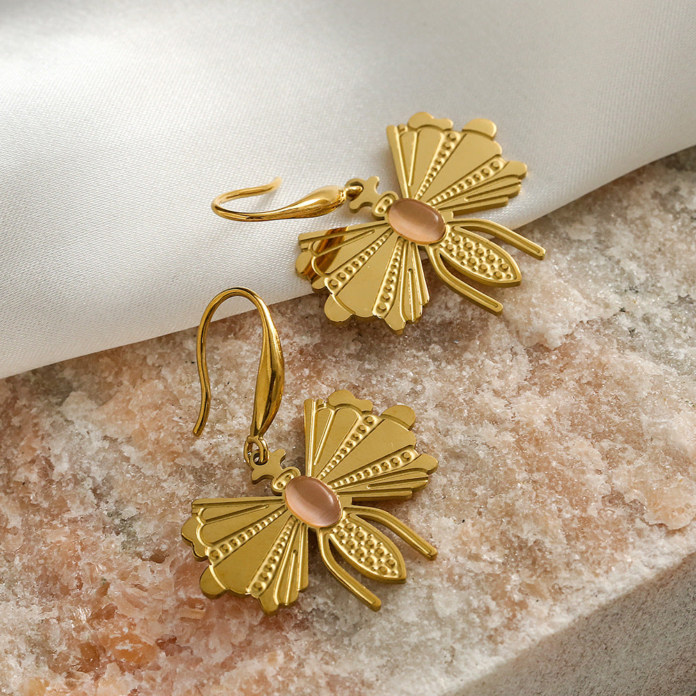 Minimalist Bee-Shaped Titanium Steel Earrings for Women with Gold Plating, Hypoallergenic and Fade-Resistant