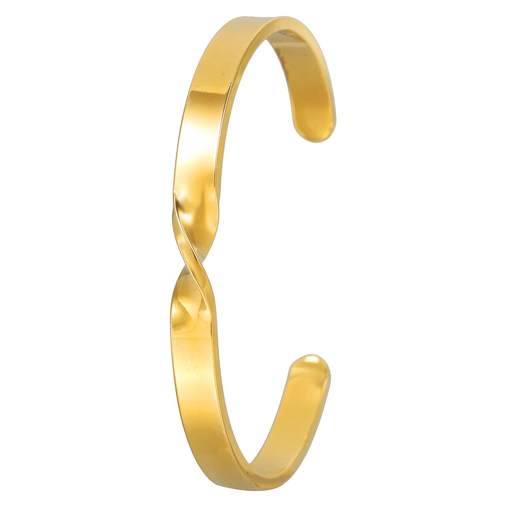Minimalist Geometric Stainless Steel Plated Bracelet for Women with Open Cuff Design