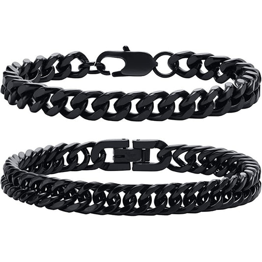 Geometric Stainless Steel Bracelet for Men with Polished Finish
