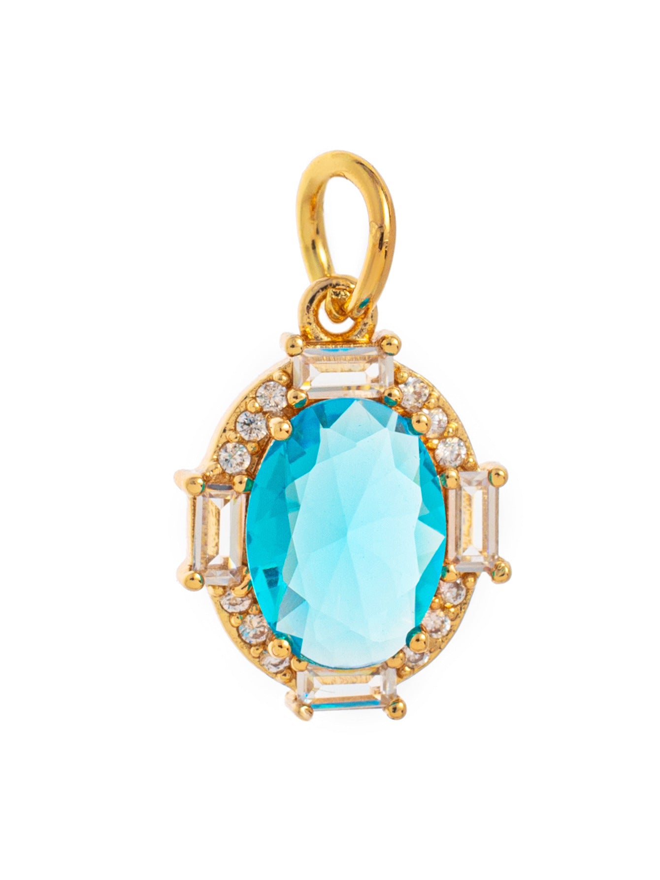 Minimalist Oval Geometric Brass Pendant with Cubic Zirconia December Birthstone for Women