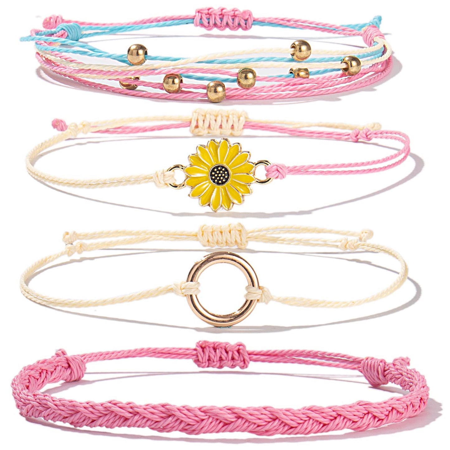Bohemian Floral Sunflower Handmade Woven Bracelet for Women