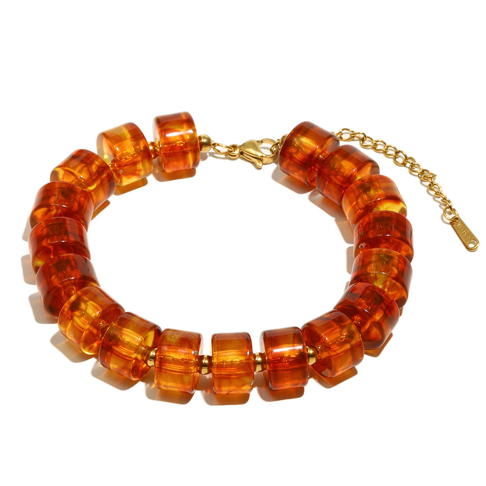 Collana cilindrica retrò minimalista in acrilico da donna con design geometrico e finitura ecologica