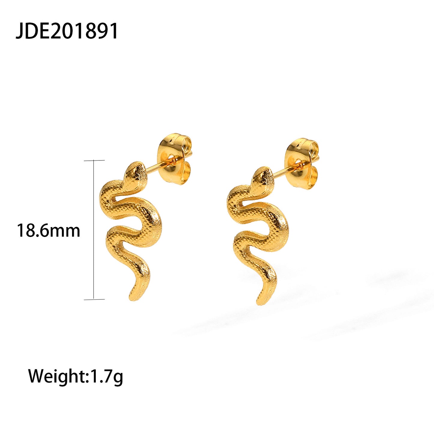 Trendy Geometric Snake Design 18K Gold Plated Stainless Steel Earrings for Women