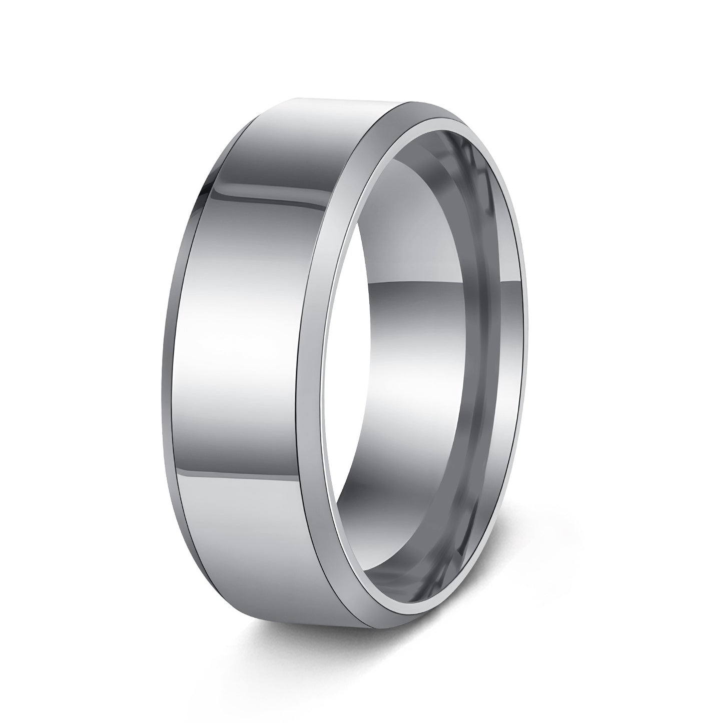 Minimalist 8MM Polished Plated Stainless Steel Ring Unisex Wedding Band