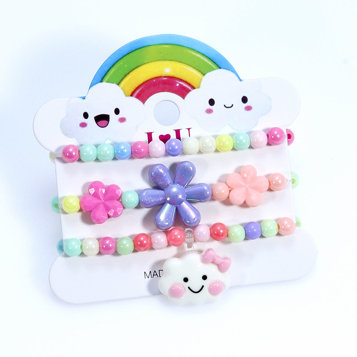 Bracciale in resina per bambine dai 3 ai 10 anni, stile cartone animato, a forma di cuore, stella e farfalla, con ciondolo a unicorno