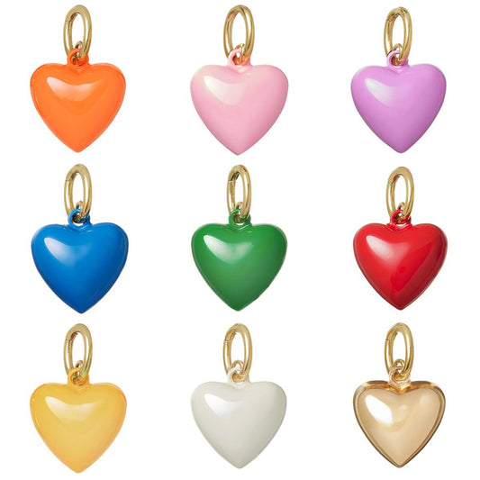 Colgante de barra con dije de corazón de aceite rojo goteante de acero inoxidable para bricolaje