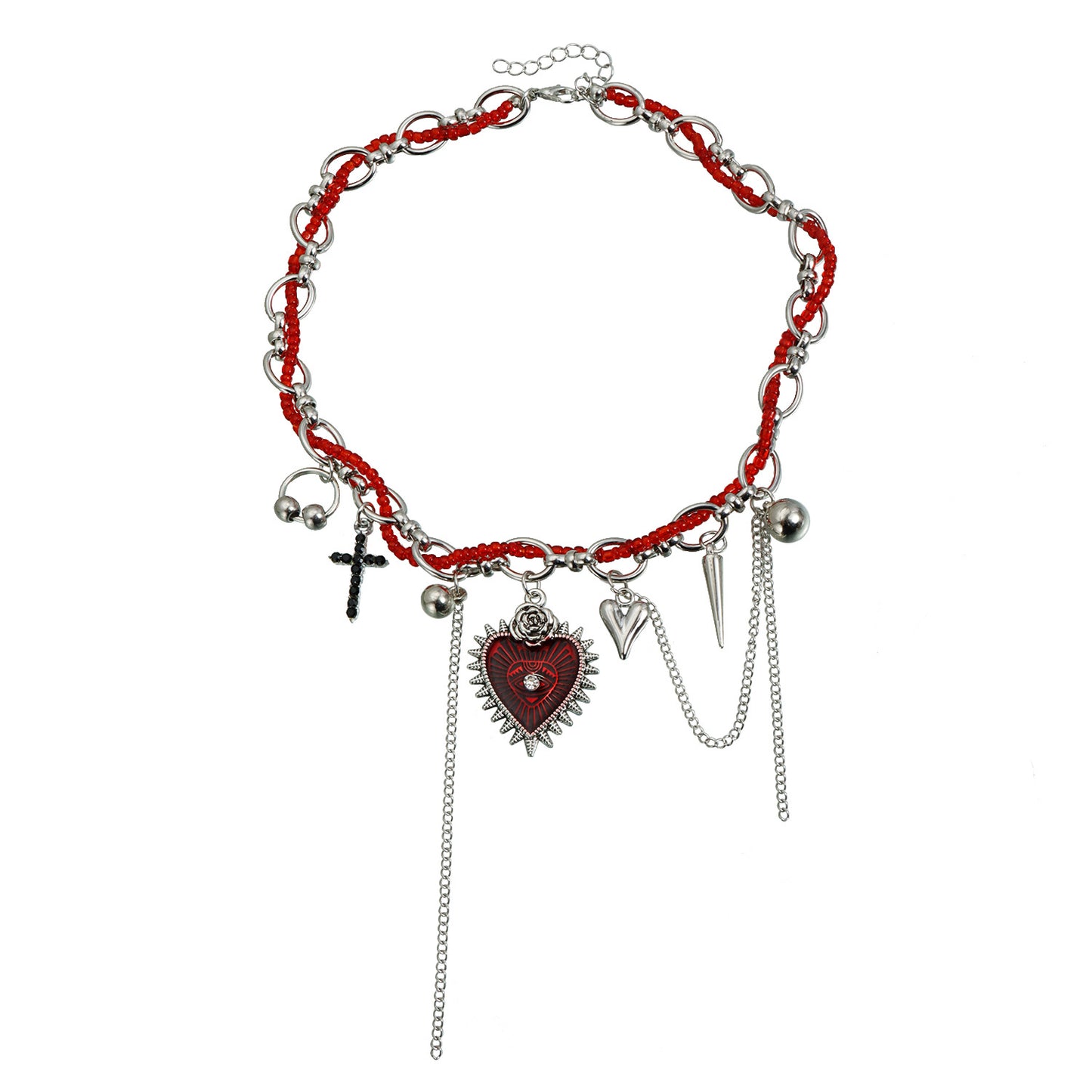 Gothic Streetwear Heart Geometric Alloy Plated Necklace for Women