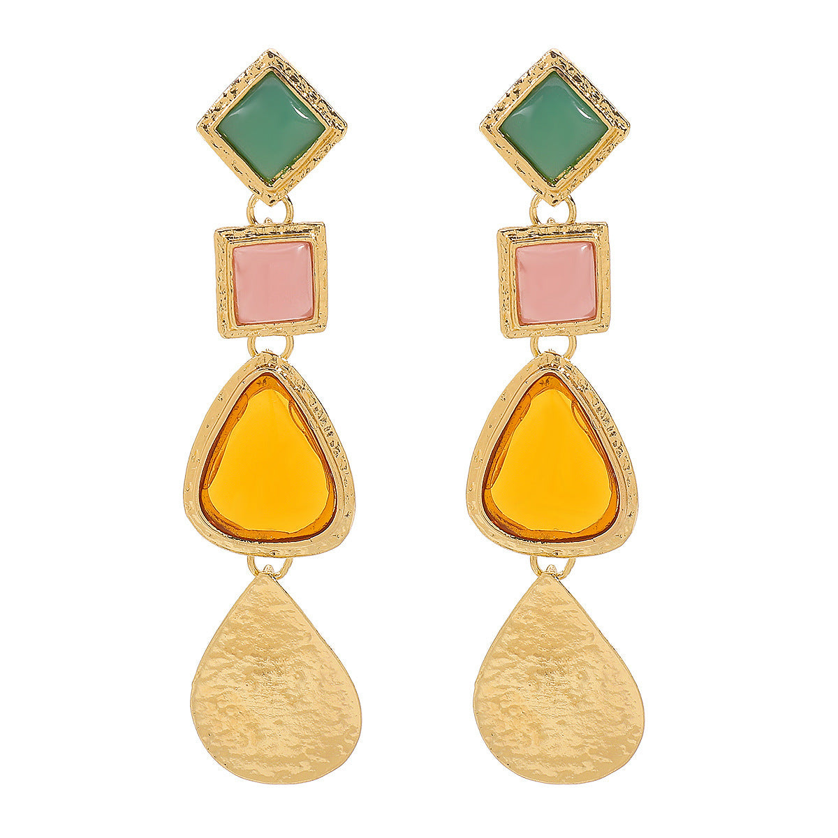 Pendientes colgantes minimalistas geométricos de aleación de acrílico y resina para mujer con postes de acero inoxidable chapado