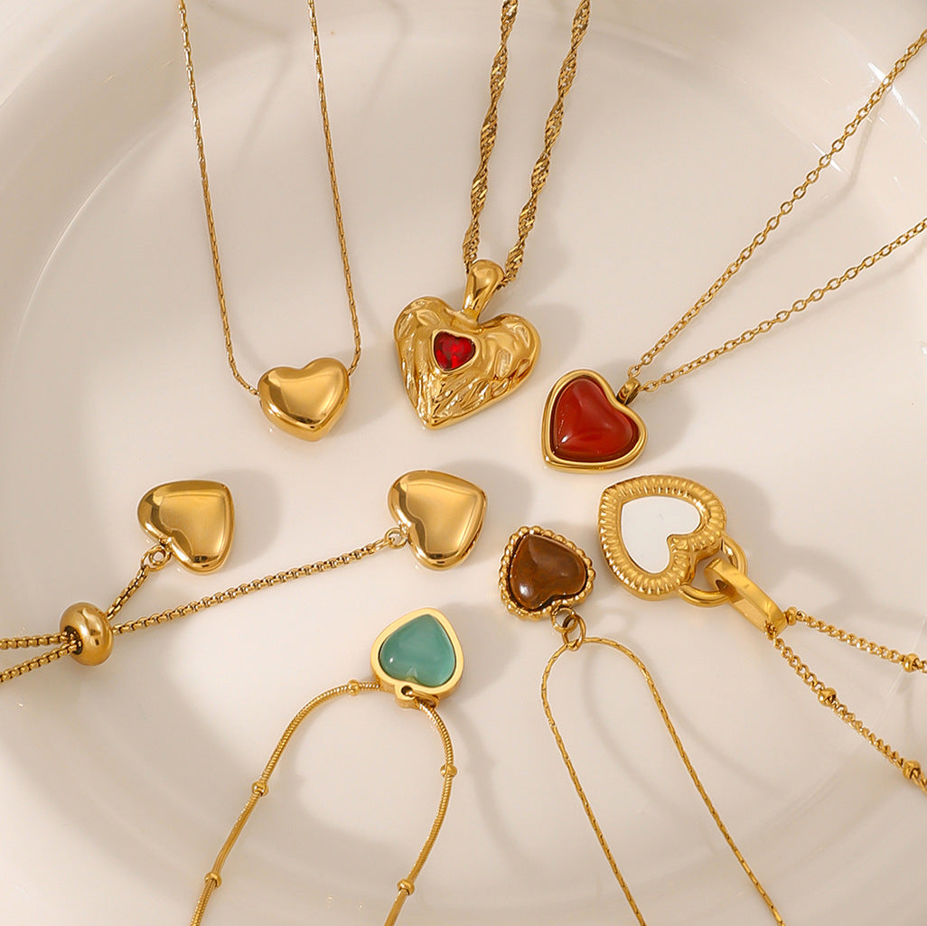 Heart Shaped Plated Stainless Steel Necklace for Women