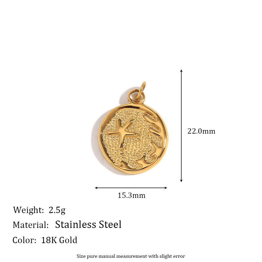 Colgante minimalista de acero inoxidable con forma de estrella, baño de oro de 18K y detalle de espejo geométrico