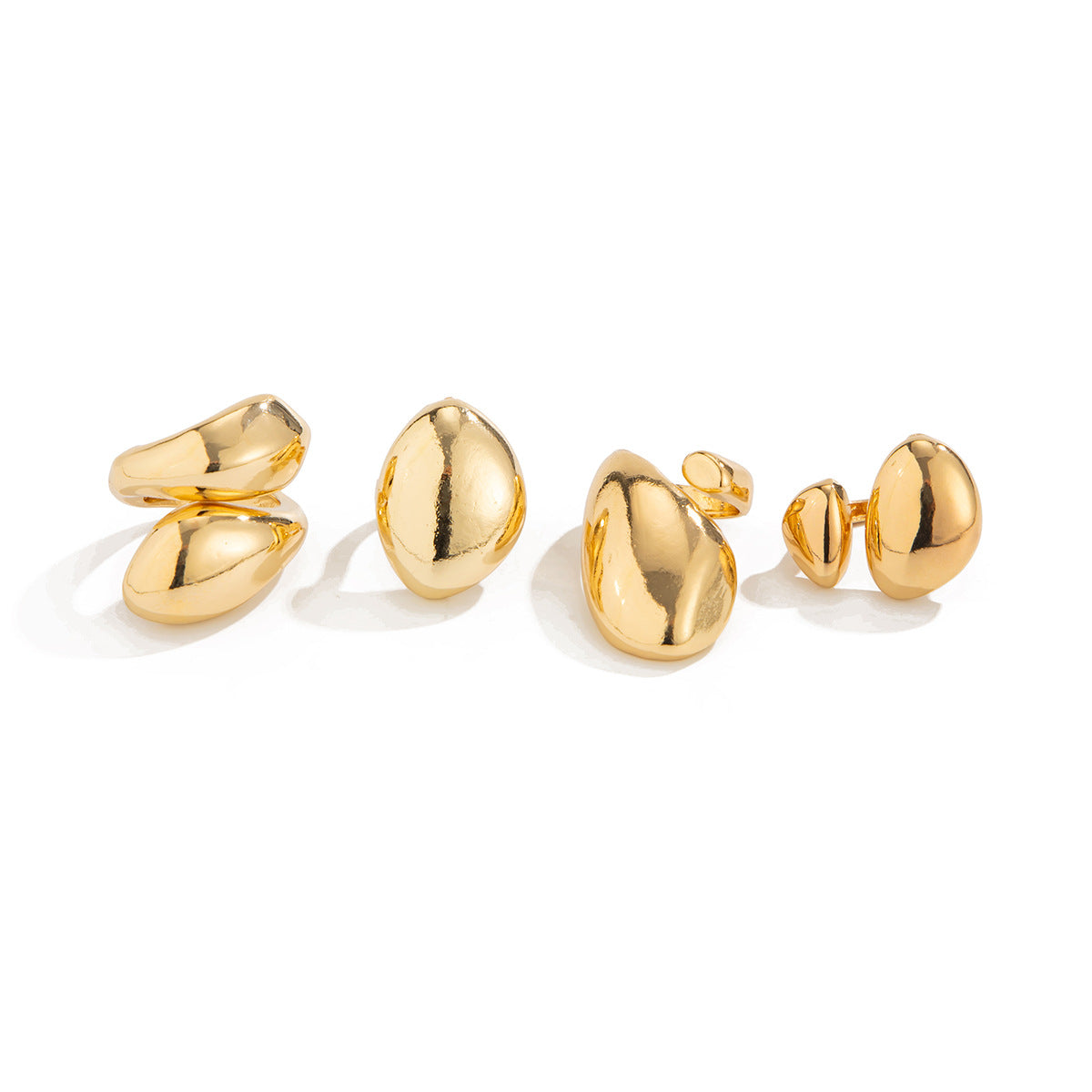 Anillo de aleación geométrico minimalista entrelazado con acabado pulido y diseño de unión abierta lisa para mujer