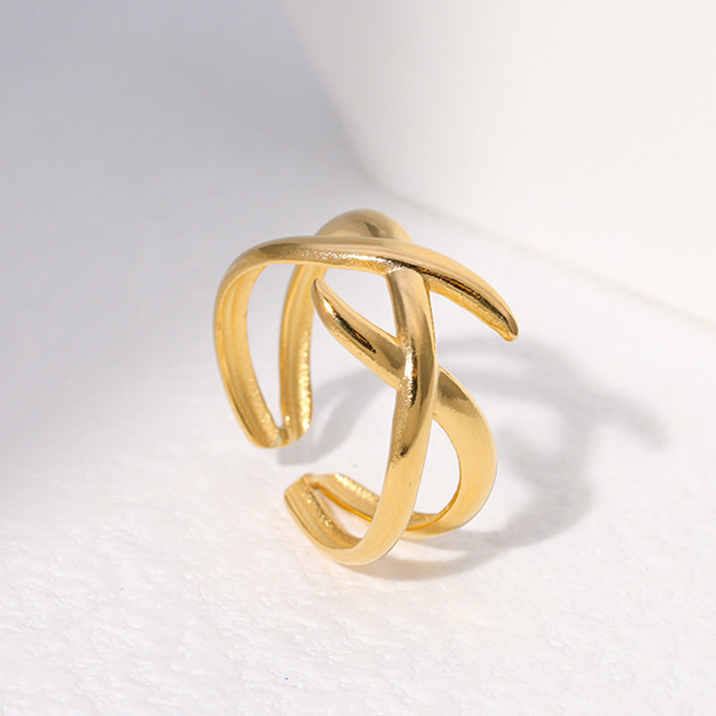 Minimalist Geometric Plated Stainless Steel Open Ring for Women
