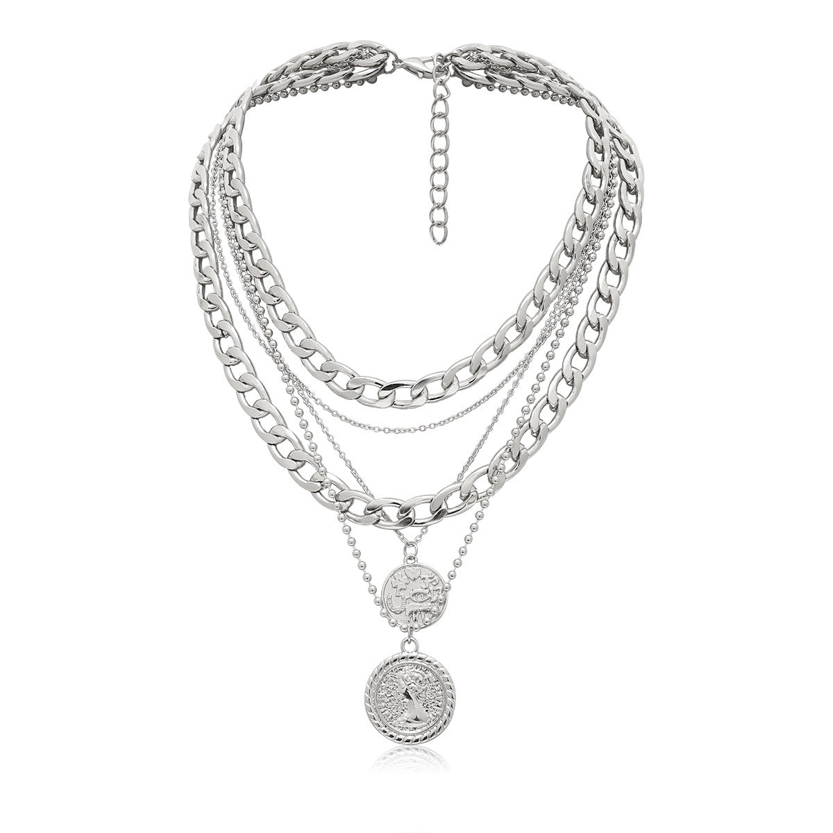 Collar con colgante geométrico de estilo punk para mujer, de aleación y con acabado galvanizado