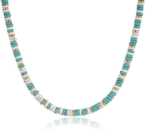 Bohemian Luxury Round Natural Stone Beaded Stainless Steel Necklace for Women