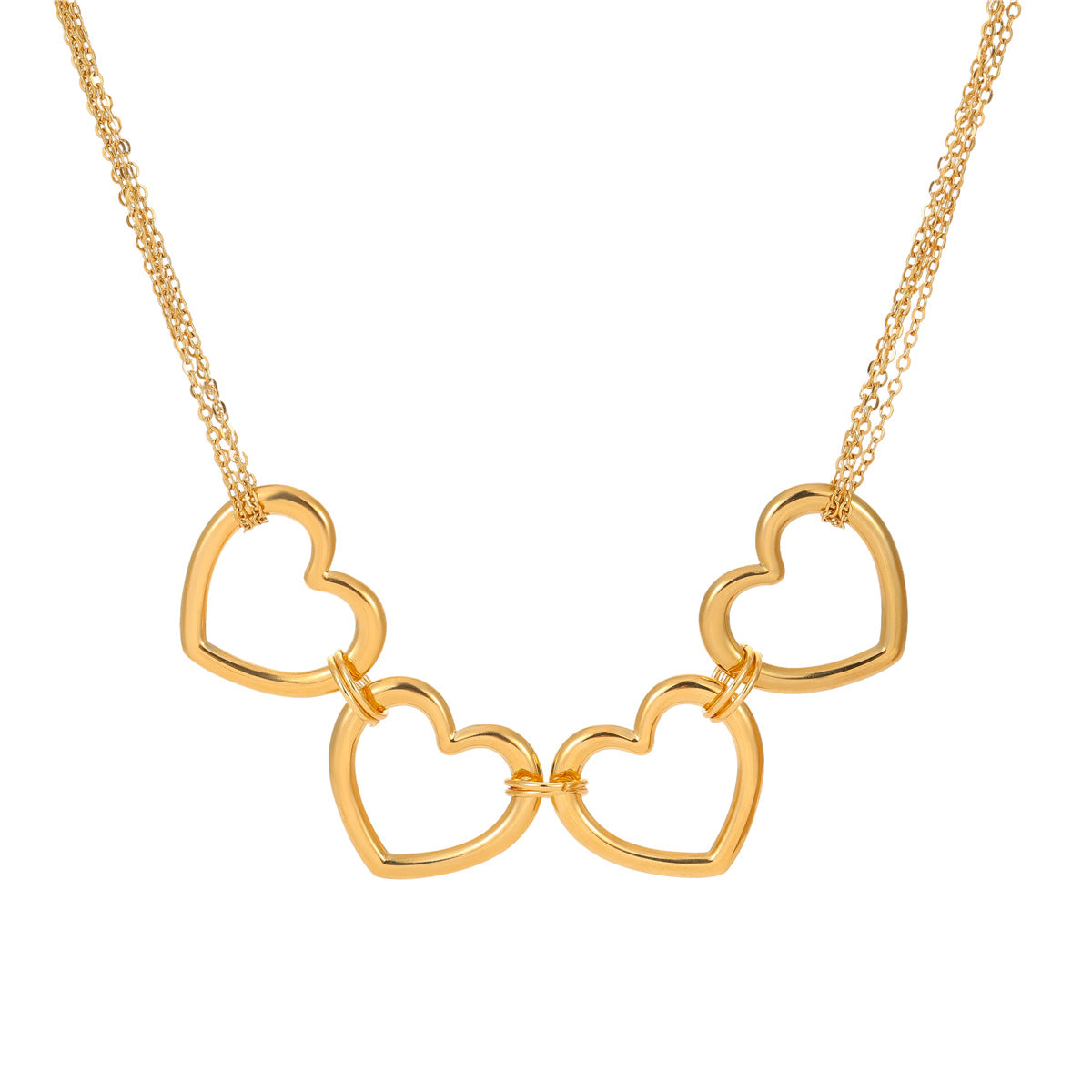 Fashionable Hollow Heart-Shaped Stainless Steel Necklace with 18K Gold Plating for Women
