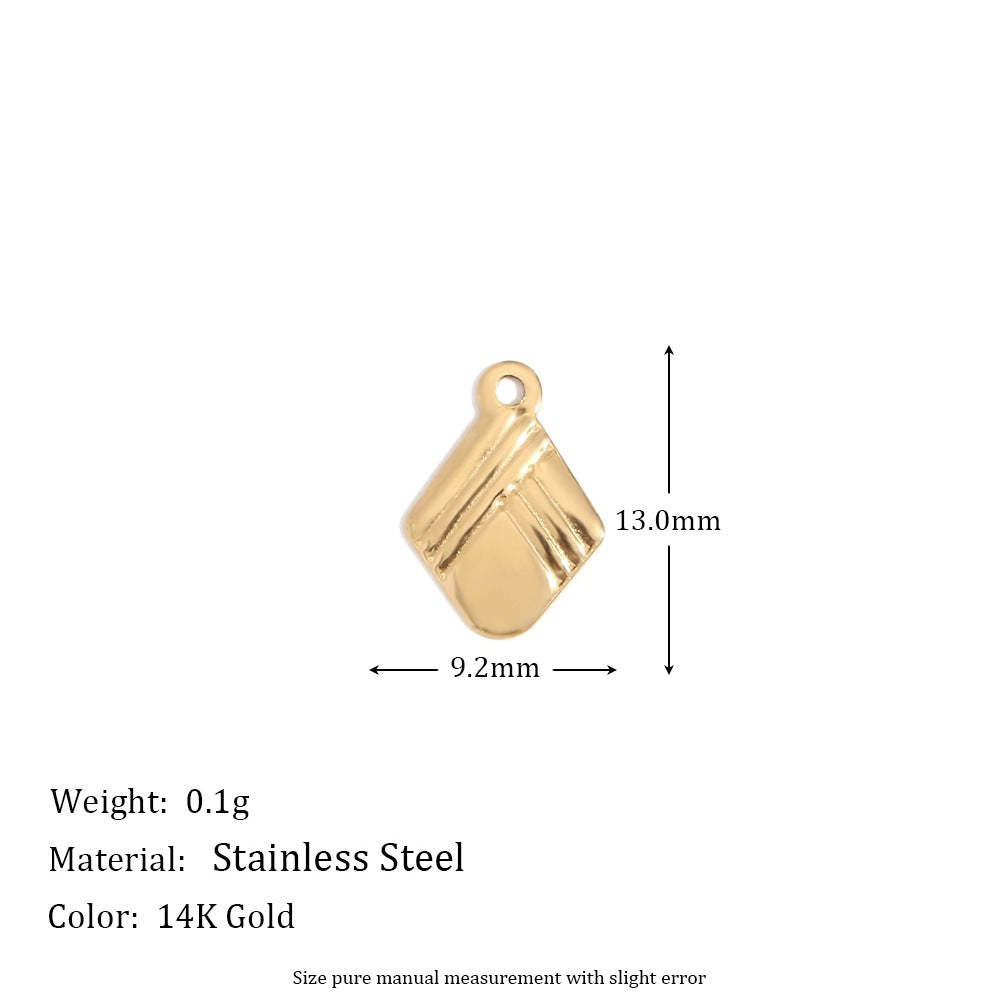 Minimalist Geometric Pendant with 14K Gold Plated Stainless Steel Round Heart Shape and Greek Key Pattern for DIY Jewelry Making