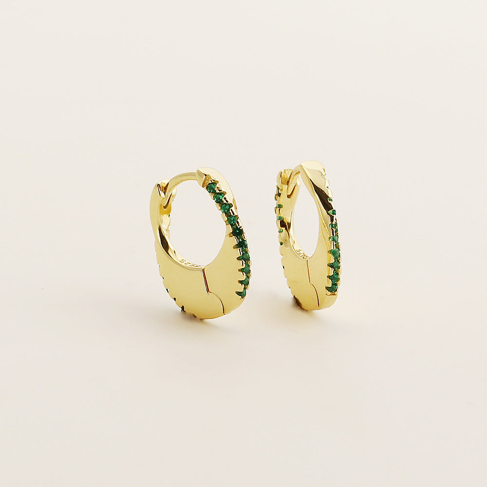 Minimalista geométrica S925 plata esterlina brazaletes de oreja con incrustaciones de diamantes de imitación para mujer