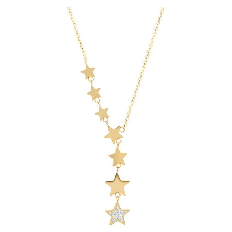 Minimalist Star Titanium Steel Plated Tassel Necklace for Women