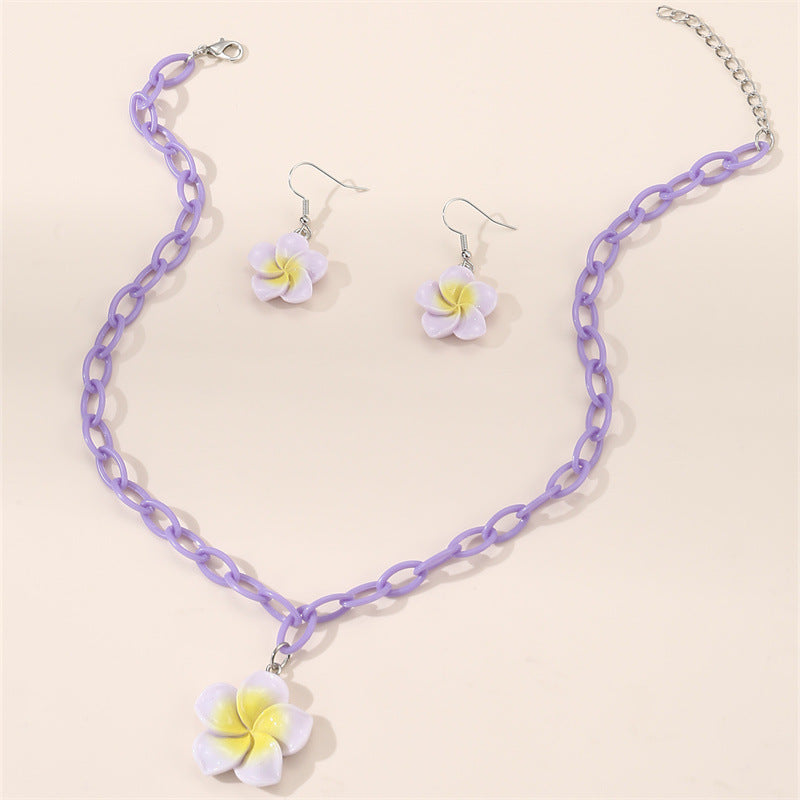 Set di collana con ciondolo a orso primaverile e floreale per bambini in resina con catena regolabile
