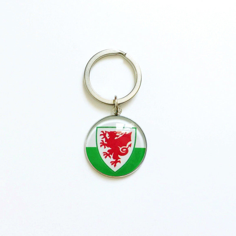 Sporty Round Stainless Steel Keychain National Football Team Souvenir Gift