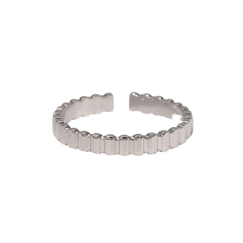 Anillo Abierto Ajustable de Acero Inoxidable con Diseño Geométrico Minimalista y Acabado Chapado para Mujer