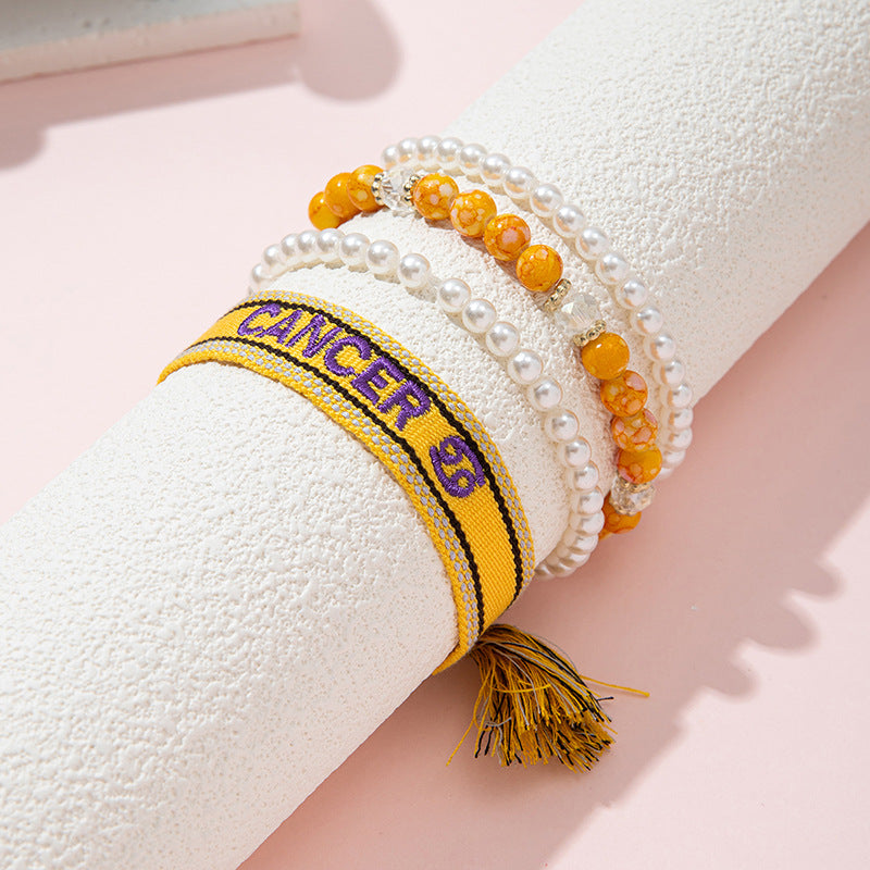 Bohemian Children's Woven Bracelet with Star Charm and White Crystal Accent for Girls Aged 6 to 10 Years