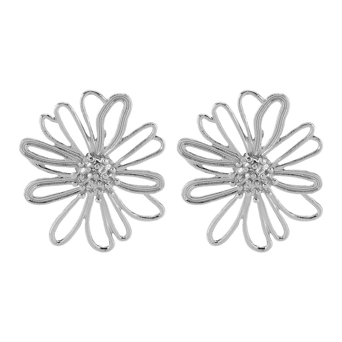 Vintage Oversized Floral Alloy Earrings with Geometric Shape and Plated Finish for Women