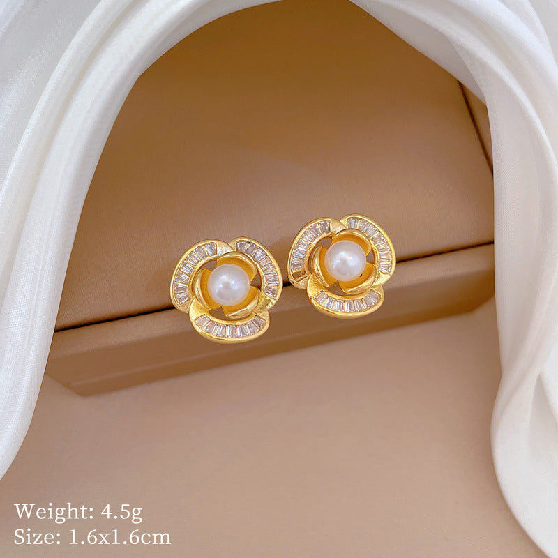 Geometric Stud Earrings for Women with Plated Copper Design, Elegant Long Tassel Drop Earrings, Sweet Style Jewelry