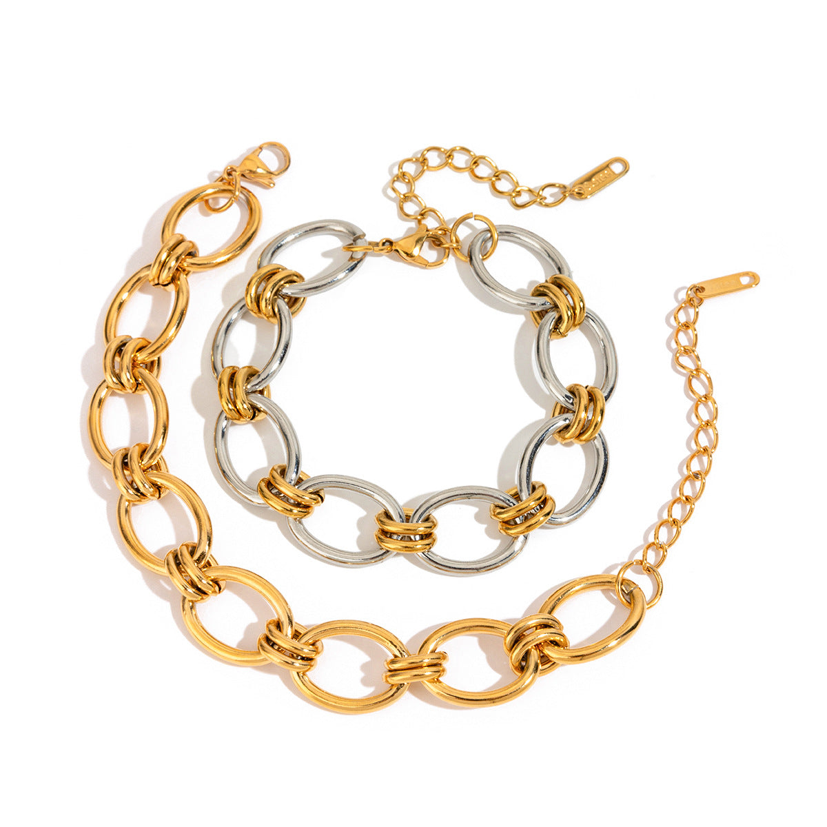 Minimalist Elegant Geometric Oval Stainless Steel Plated Bracelet for Women